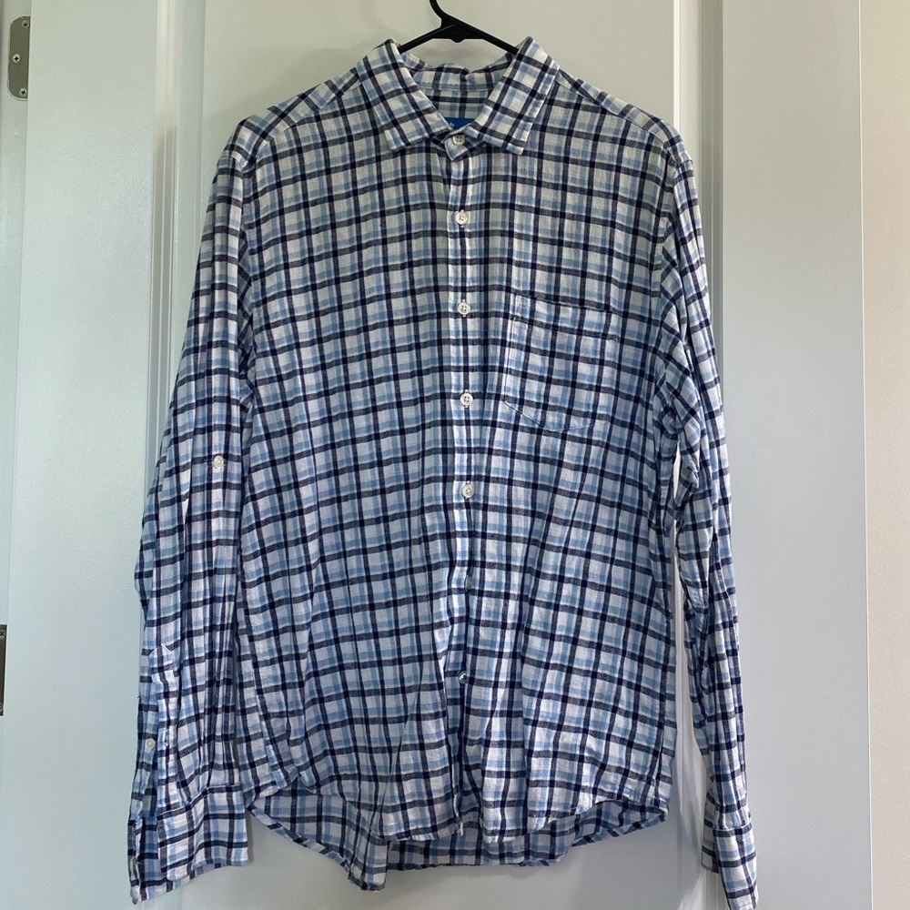 Toscano Men’s Cotton Linen Button Down Shirt- men’s medium